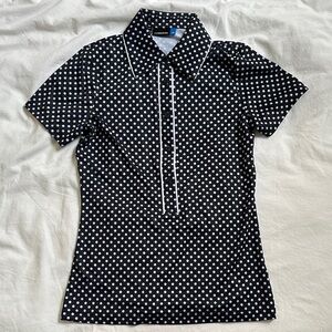 J.Lindeberg Black and White Polka Dot Golf Polo